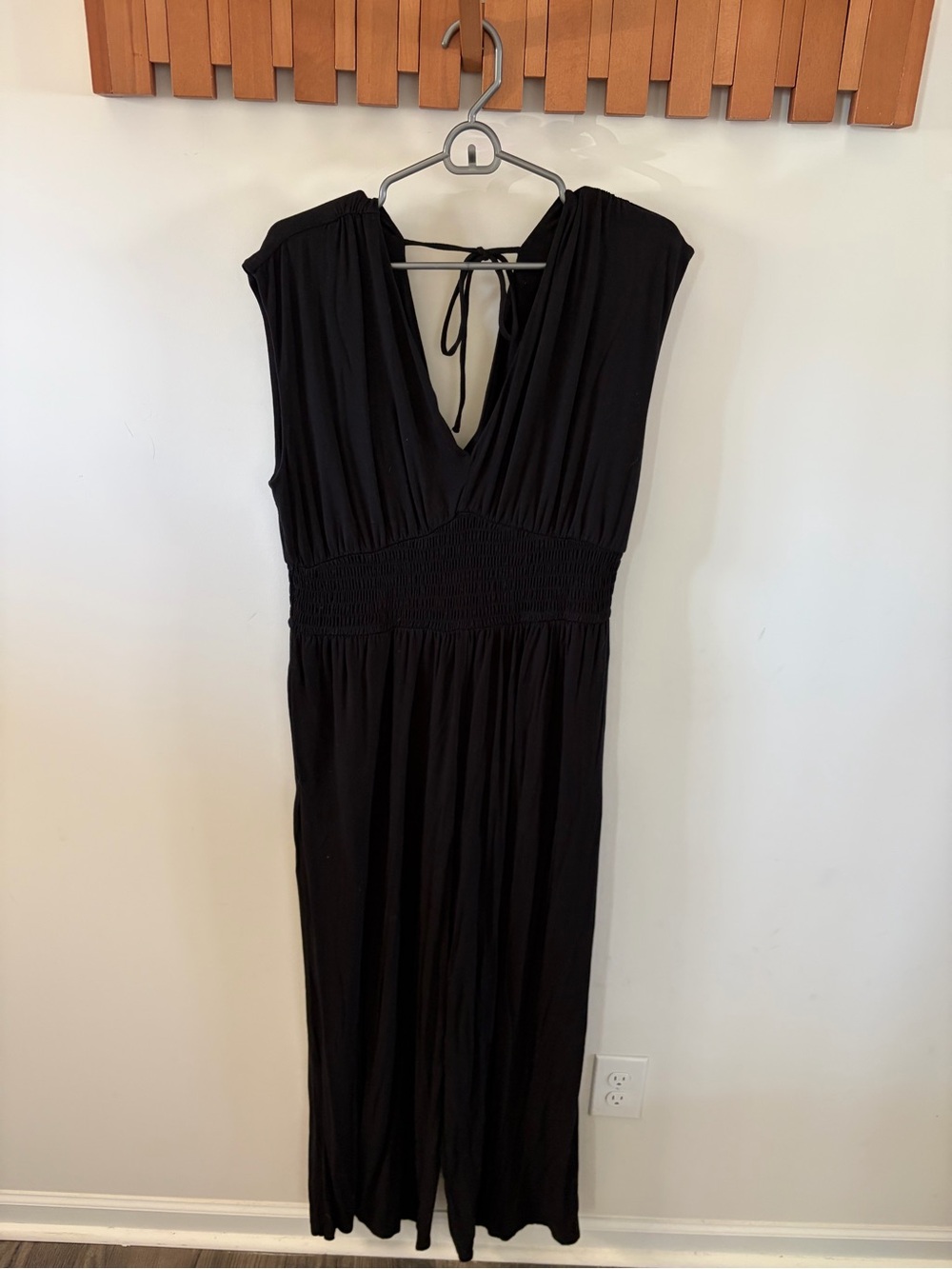 Old Navy Black V-Neck Back-Tie Jumpsuit